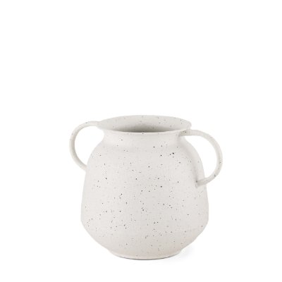 70959 - Treva Small White w/ Black Speckles Metal Vase