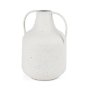 70960 - Treva Tall White w/ Black Speckles Metal Vase