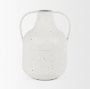 70960 - Treva Tall White w/ Black Speckles Metal Vase