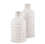 70942 - Tisha Large White W/ Terracotta Distressing Metal Vase