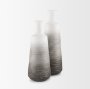 70958 - Toru Tall White w/ Grey Ombre Metal Vase