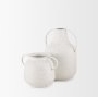 70960 - Treva Tall White w/ Black Speckles Metal Vase