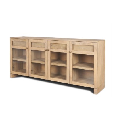 70826 - Suri Light Brown Wood w/ Glass Doors Sideboard