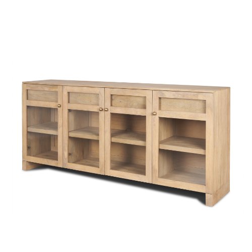 70826 - Suri Light Brown Wood w/ Glass Doors Sideboard