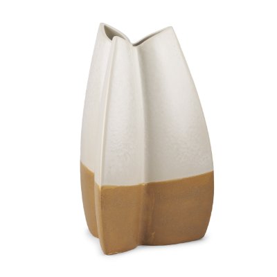 70972 - Vania Large Off White w/ Tan Textured Ceramic Vase