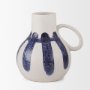 70976 - Truett White w/ Blue Stripes Ceramic Jug Vase