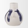 70976 - Truett White w/ Blue Stripes Ceramic Jug Vase