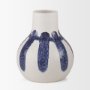 70976 - Truett White w/ Blue Stripes Ceramic Jug Vase
