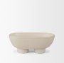 70978 - Tyren Cream Glazed Decorative Oblong Ceramic Bowl