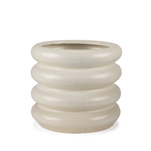 70981 - Twyla Short Cream Glazed Floor Vase