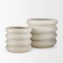 70981 - Twyla Short Cream Glazed Floor Vase