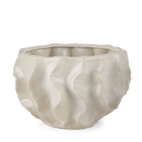70983 - Vahn Sculptural Cream Glazed Decorative Ceramic Bowl