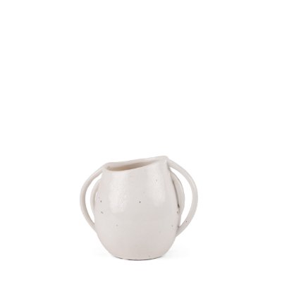 70984 - Urvi Short Off White Speckled Asymmetrical Ceramic Vase