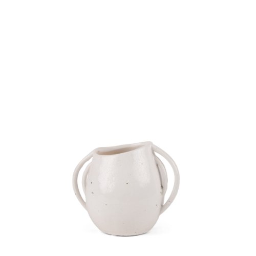 70984 - Urvi Short Off White Speckled Asymmetrical Ceramic Vase