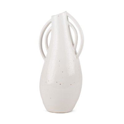 70985 - Urvi Tall Off White Speckled Asymmetrical Ceramic Vase