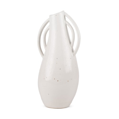 70985 - Urvi Tall Off White Speckled Asymmetrical Ceramic Vase