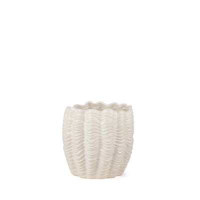 70987 - Velia Short Seashell Sculptural Cream Glazed Ceramic Vase