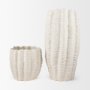 70987 - Velia Short Seashell Sculptural Cream Glazed Ceramic Vase