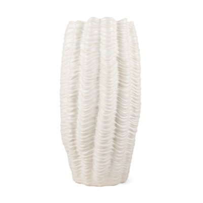 70988 - Velia Tall Seashell Sculptural Cream Glazed Ceramic Vase