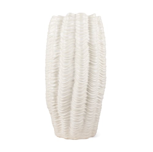 70988 - Velia Tall Seashell Sculptural Cream Glazed Ceramic Vase