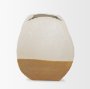 70990 - Vania Short Off White w/ Tan Textured Ceramic Vase