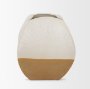 70990 - Vania Short Off White w/ Tan Textured Ceramic Vase