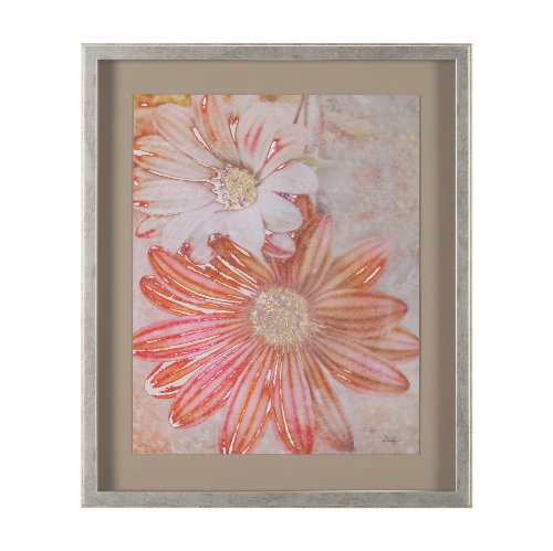 15446 - Subtle Florals I by Mercana Studio a Hand Embelished Textured Framed Art Print Matted under Glass