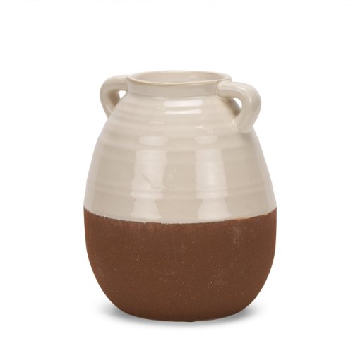 70993 - Tryna Small Beige w/ Matte Brown Ceramic Vase
