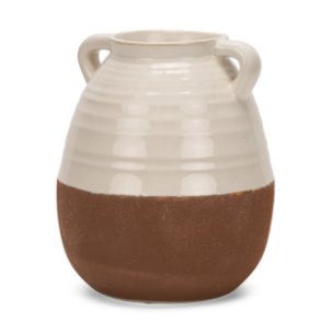 Tryna Large Beige w/ Matte Brown Ceramic Vase