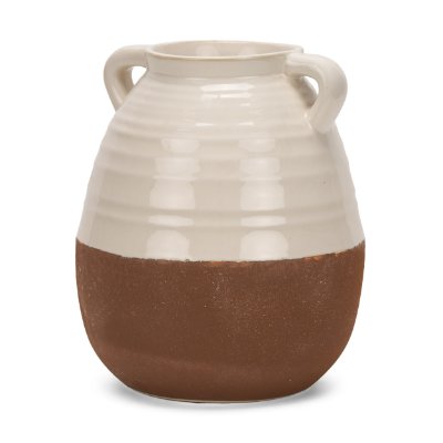 70994 - Tryna Large Beige w/ Matte Brown Ceramic Vase