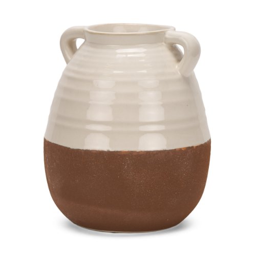 70994 - Tryna Large Beige w/ Matte Brown Ceramic Vase