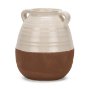 70994 - Tryna Large Beige w/ Matte Brown Ceramic Vase