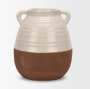 70994 - Tryna Large Beige w/ Matte Brown Ceramic Vase