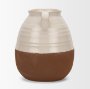 70994 - Tryna Large Beige w/ Matte Brown Ceramic Vase
