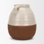 70994 - Tryna Large Beige w/ Matte Brown Ceramic Vase