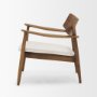71015 - Haggen Medium Brown Oak Wood w/ Cream Fabric Accent Chair