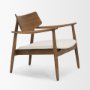 71015 - Haggen Medium Brown Oak Wood w/ Cream Fabric Accent Chair