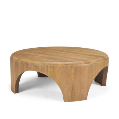 70867 - Shima Round Light Brown Wood W/Arched Legs Coffee Table