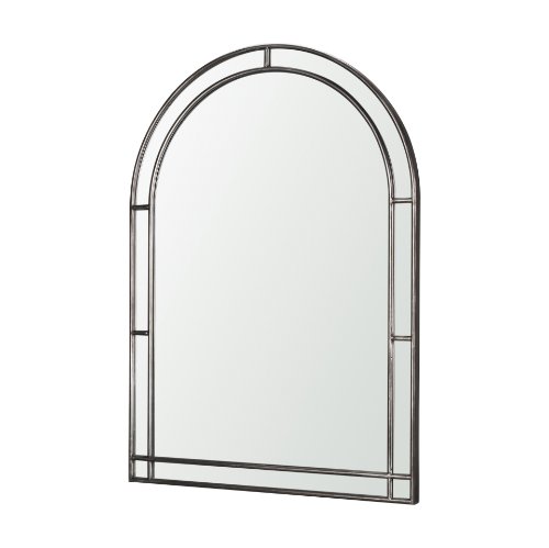 70906 - Tiffany Brushed Black Metal Double Frame Arched Mirror