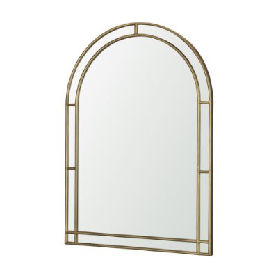 70907 - Tiffany Brushed Gold Double Frame Metal Arched Mirror