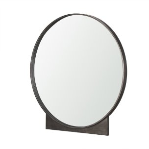 Tillie Round Gunmetal w/ Textured Metal Frame Wall Mirror