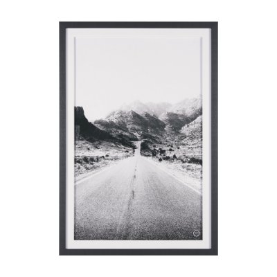 15461 - Road to Old West BW by Nathan Larson a Hand Embellished Framed Photo Art Print Matted under Glass