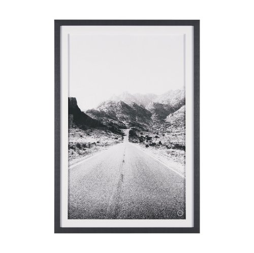 15461 - Road to Old West BW by Nathan Larson a Hand Embellished Framed Photo Art Print Matted under Glass