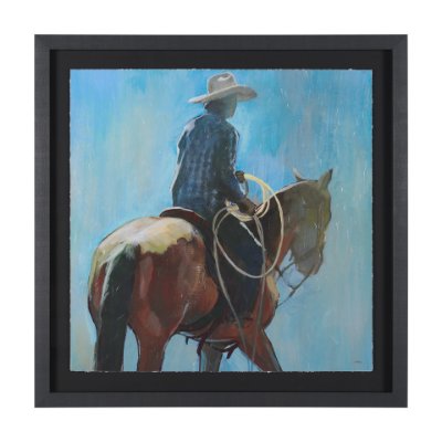 15487 - Round Up I Cowboy and Horse by Mercana Studio a Hand Embellished Framed Art Print Matted under Glass