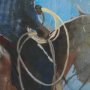 15487 - Round Up I Cowboy and Horse by Mercana Studio a Hand Embellished Framed Art Print Matted under Glass