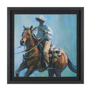 Round Up II Cowboy and Horse by Mercana Studio Hand Embellished Framed Art Print Matted under Glass