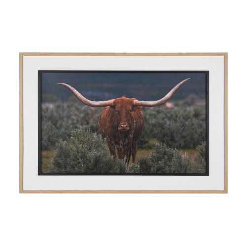 15498 - Longhorn 5 by Gary Blatter a Hand Embellished Framed Photo Art Print Matted under Glass