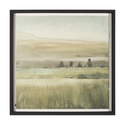 15503 - Rolling Fields I Hand Embellished Black Framed Watercolor Art Print on Paper Mounted with Backing