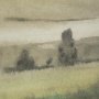 15503 - Rolling Fields I Hand Embellished Black Framed Watercolor Art Print on Paper Mounted with Backing