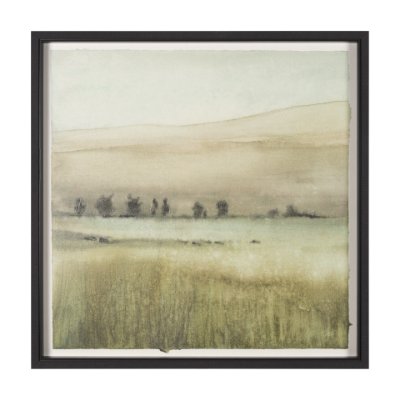 15504 - Rolling Fields II Hand Embellished Black Framed Watercolor Art Print on Paper Mounted with Backing